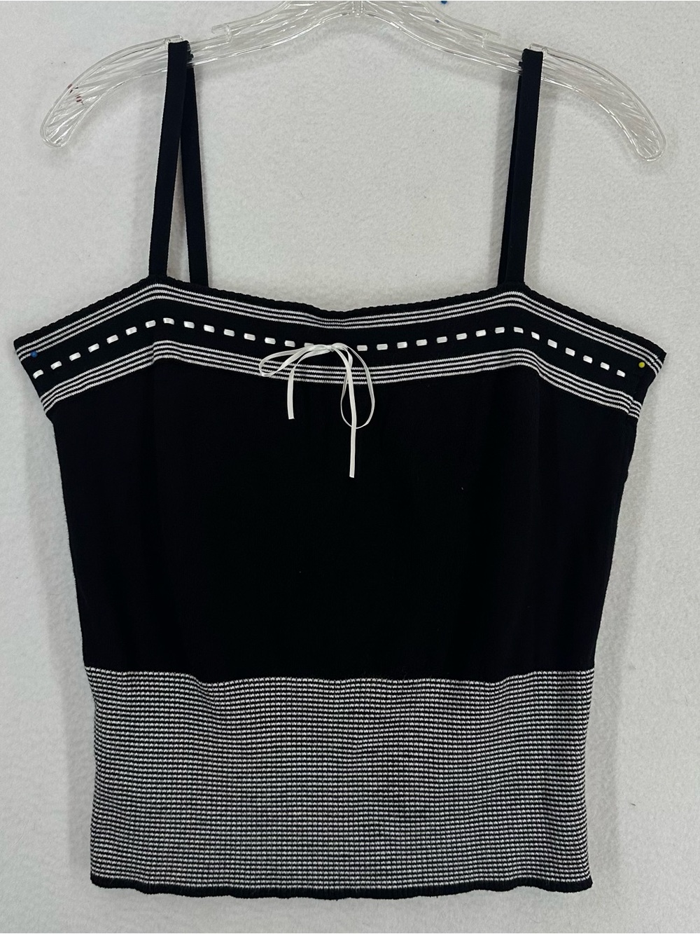 INC International Concepts Black‎ White Knit Cami Tank Top XL Y2K